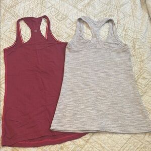 Lululemon Athletica Fitted Red and Gray Tank Tops